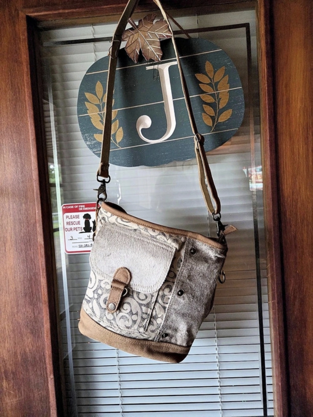 Myra Bag Gray & Brown Crossbody Bag